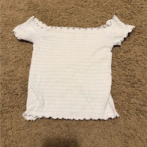 Aura White Smocked Off-Shoulder Blouse